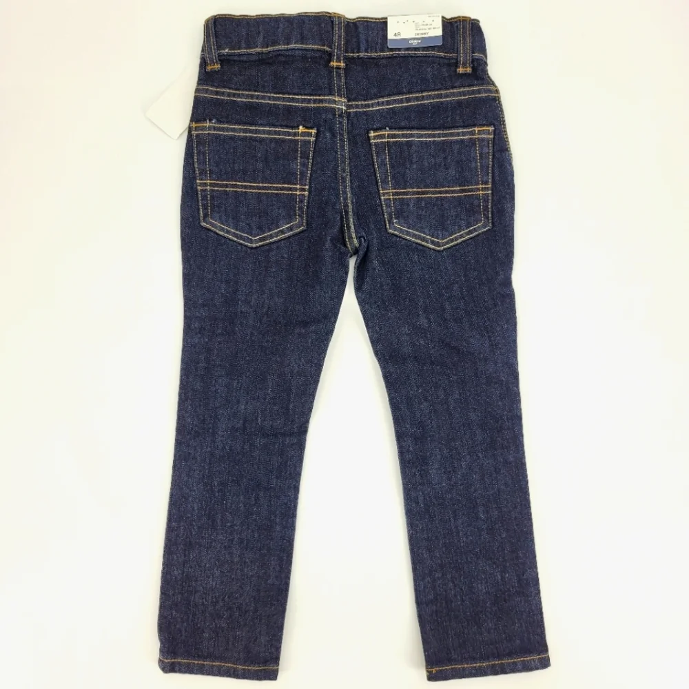 Oshkosh B'gosh Jeans Size 4R Skinny Adjustable Waistband Denim Dark Wash NEW